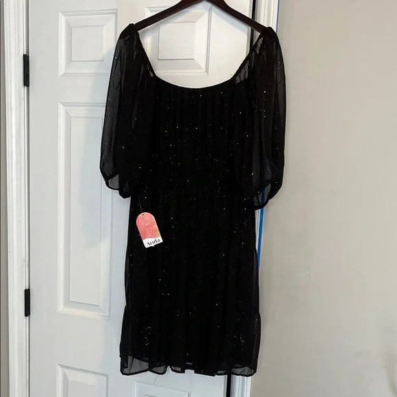 ARULA Black Dress with Sheer Sleeves - Picture 4 of 5